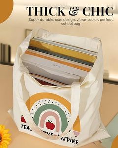 Bolso Tote de lona estético para mujer, bonitas bolsas de algodón de tela reutilizables para ir de compras, regalos de moda en la playa (profesor). - Product Image 3