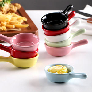 Mini assiette à sauce en céramique multicolore mignonne fonctionnelle japonaise Bols de soja Plat à tremper pour sushi avec poignée - Product Image 4