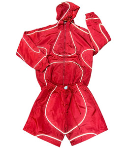 Ensemble deux pièces de survêtement en polyester/coton réfléchissant résistant à l'eau unisexe personnalisé veste coupe-vent short Streetwear jogging - Product Image 4