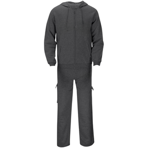 Conjunto Deportivo de Dos Piezas para Hombre, Color Gris Oscuro, con Sudadera con Capucha y Cremallera, Pantalones Cargo, Personalizable con Logotipo, Cálido para Invierno, Fabricación OEM - Product Image 2