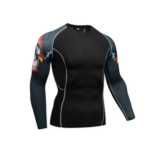 Camiseta de compresión ligera de manga larga para hombre, diseño con logo personalizado impreso, camiseta de compresión para hombre, corte ajustado. - Product Image 2