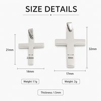 Pendentifs croix en acier inoxydable TITANIUM poli miroir 14x21mm 17x32mm avec fermoir à pince pour la fabrication de bijoux DIY