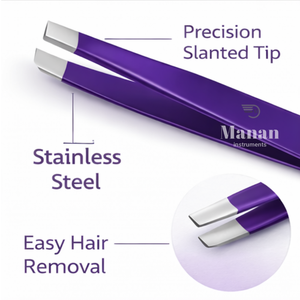 Pinzas Profesionales de Acero Inoxidable Morado Ecológicas de Primera Calidad, Punta Inclinada, Herramienta de Belleza para Depilación de Precisión - Product Image 2