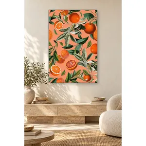 Impression sur toile de branches d'oranger Fida sur fond de saumon - Product Image 4