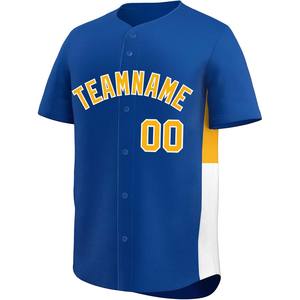 Jersey de béisbol Rendimiento personalizado Ajuste Botón completo Equipo Uniforme Camisa de softbol Bordado Tackle Sarga Número Dry Mesh EE. UU. - Product Image 6