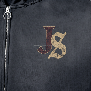 Heavyweight 365 GSM Fleece Zipper Hoodie Tela de algodón de primera calidad Impreso personalizado Logotipo bordado Unisex Style Basics Zipper Hoodie - Product Image 6