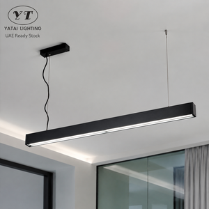 Lustre moderne en fer noir, linéaire, LED intégrée 60W 6000K, hauteur réglable, pour bureau, salle à manger, îlot de cuisine - Product Image 1