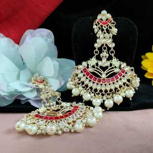 Pendientes Kundan Meenakari Fusion Chandbalis para mujer, detalles esmaltados, ideales para bodas, ocasiones festivas o eventos culturales - Product Image 6