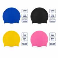 Bonnet de bain en silicone personnalisé avec logo pour cheveux longs, haute élasticité, imperméable, unisexe