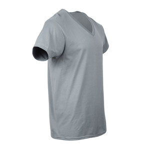 100% algodón logotipo personalizado moda Color sólido camisetas casuales para hombres marca calidad cuello en V camisetas para hombres - Product Image 4