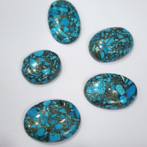 Piedra preciosa suelta de forma ovalada turquesa de cobre Natural de excelente calidad para la fabricación de joyas con tamaño personalizado - Product Image 3