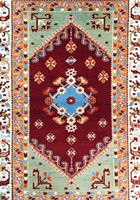 Türkischer Izmir Vintage Nomaden Handgeknüpfter Woll-Blumenteppich 100 X 100 cm