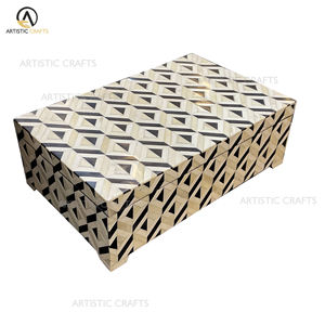 Boîte décorative de luxe faite à la main avec incrustation géométrique en os, artisanat naturel écologique, rectangle de 12x8x4 pouces, cadeau d'affaires - Product Image 1