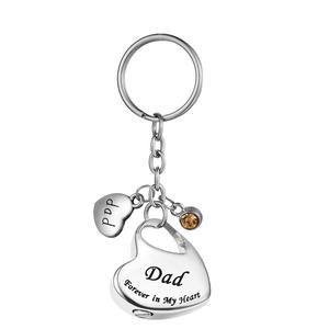 Papa personnalisé en métal famille coeur en acier inoxydable mémorial souvenir urne porte-clés moderne taille personnalisée cendres crémation bijoux - Product Image 2