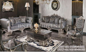 Ensemble de canapés de salon de style baroque noir et or Ensemble de meubles de salon royal luxueux Ensemble de canapés de luxe de style couronne royale dorée - Product Image 5