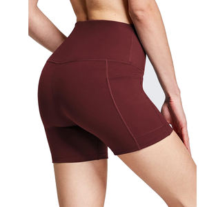 กางเกงขาสั้นเล่นโยคะสำหรับผู้หญิงกางเกงขาสั้นเอวสูงแบบแห้งเร็วระบายอากาศได้ดีสำหรับใส่วิ่งในยิมพร้อมกระเป๋า - Product Image 4