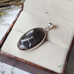 จี้925รูปแมงมุมสีเงินสเตอร์ลิงพร้อมจี้พลอยรูปวงรีแบบเคลื่อนย้ายได้ทำด้วยมือไม่เหมือนใคร - Product Image 2