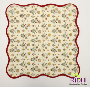 2025 Tendance Indien À La Main Bloc Imprimer 100% Pur Coton Haute Qualité Forme Carrée Pétoncle Tissu Serviette Ensemble Réutilisable - Product Image 2