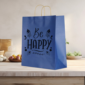 Bolsa de Papel Kraft Azul con Logotipo Personalizado, Impresión Digital, Asas Retorcidas, para Proyectos de Manualidades, Empaque para Minoristas, Se Aceptan Pedidos Personalizados - Product Image 1