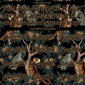 เสื้อเบสบอลแท้ลายเสือและนกยูงสีดำสีดำ-ทอง3D ออกแบบได้ตามต้องการ - Product Image 3