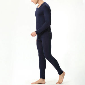 Conjunto de Ropa Interior Térmica para Hombre, Color Azul Sólido, Diseño Personalizado, Tejido Transpirable, Cuello Redondo, Ropa de Invierno - Product Image 2