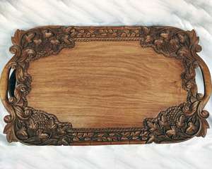 Plateau décoratif avec poignées Plateau rond en cuivre Plateau de service en métal cuivre martelé avec poignées Quantité en vrac Fabricant 2023 - Product Image 6