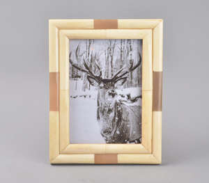 Handcrafted Bone And <b>Resin</b> Stripe Photo <b>Frame</b> Natural Beige And Brown Tones Desktop Display For Rustic Farmhouse Decor Unique - Product Image 3