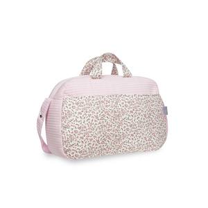 กระเป๋าใส่ผ้าอ้อมลายรังผึ้งและดอกไม้สีชมพู กระเป๋าเดินทางสำหรับเด็ก - Product Image 1