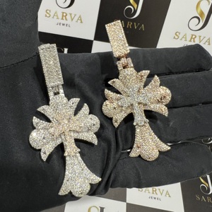 จี้เพชร VVS Moissanite สุดหรูสีโรสโกลด์18K และจี้ไม้กางเขนแบบกำหนดเองเครื่องประดับชั้นดีสไตล์ฮิปฮอปสำหรับผู้ชายผู้หญิง - Product Image 4