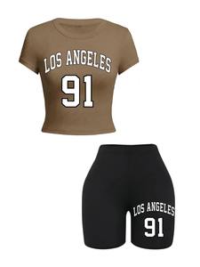 2025 Stylish 3D Printed Shorts Shirt Top Quality 100% Cotton Premium 2 Piece <b>Set</b> Women Custom Breathable Women's <b>Sets</b> - Product Image 4