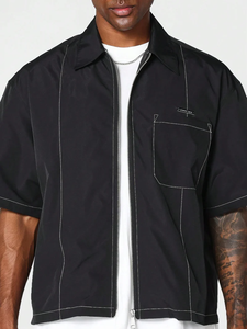 VARLDENS Boxy <b>Zip</b> Casual <b>Shirt</b> 100% Polyester (Woven Fabric) Anti-Wrinkle Breathable Lightweight Many Styles S 5XL High Fashion - Product Image 6