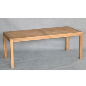 Table à manger rectangulaire en bois de teck massif moderne de style européen mobilier d'extérieur pour patio plage hôtels parcs jardins - Product Image 1