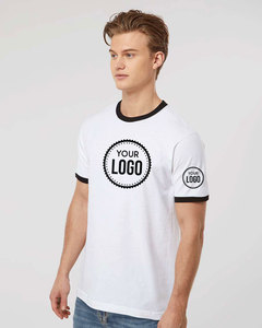 เสื้อยืดสำหรับผู้ใหญ่สีขาว/แดงสไตล์วินเทจผ้าเนื้อบางเนื้อบางเนื้อบางดีไซน์ข้อความของคุณเอง - Product Image 3