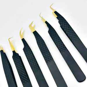 Pinzas de Acero Inoxidable de Marca Privada con Puntas de Fibra Dentadas para Extensiones de Pestañas - Antiestáticas, Color y Logotipo Personalizables - Product Image 4