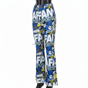 Pantalon évasé pour femme en tissu extensible 240 GSM, bleu, jaune, blanc, noir, impression par sublimation intégrale avec logo personnalisé, pantalon évasé pour femme - Product Image 4