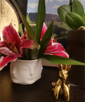 Vase en céramique en forme de visage, pot de fleurs d'intérieur moderne, décoration créative de statue de tête humaine pour salon, bureau