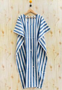 Caftan en coton imprimé rayé costume de nuit pour femme robe Maxi décontractée taille naturelle couverture de plage parfaite couverture de Bikini cadeau de maman - Product Image 5