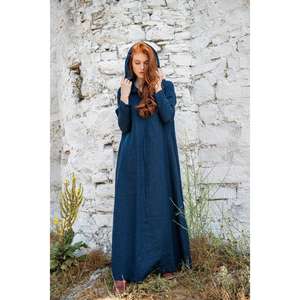 Robe maxi à manches courtes pour femmes, 100% coton, écologique, lavable, décontractée, avec taille naturelle, manches évasées et poches latérales - Product Image 1
