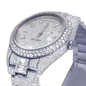 Montre entièrement glacée en diamant testée en diamant, montre-bracelet en diamant taille baguette et ronde, montre de marque Hiphop de qualité supérieure - Product Image 3