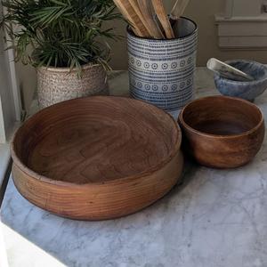 Ensemble de bols en bois rustiques faits à la main avec des bols décoratifs de cuisine de style japonais en grain de bois naturel poli - Product Image 6