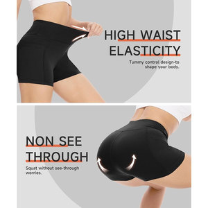 Short de yoga à taille haute et à séchage rapide pour femmes, personnalisé, modèle solide, teint en vêtement, Pilates, fitness-OEM/ODM disponible - Product Image 4