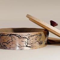 Caja para Chapati de Madera de Mango de Lujo y Duradera, Tapa de Cerámica Esmaltada, Apta para Inducción y Gas, Ecológica, Cazuela para Roti, Vajilla