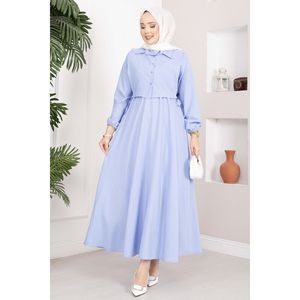 ชุดเดรสลายทางพร้อมเสื้อคลุมสำหรับฤดูใบไม้ผลิ/ฤดูร้อน สีฟ้าอ่อน - Product Image 3