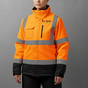 Chaqueta de Seguridad para Hombre de Dos Tonos, Impermeable, con Cinta Reflectante de Poliéster de Alta Visibilidad ANSI Clase 2, con Luz LED Intermitente, Hecha a Medida - Product Image 1