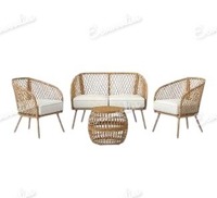 Chaise de jardin moderne en bambou, mobilier d'extérieur écologique avec design en corde imperméable pour villa et parc