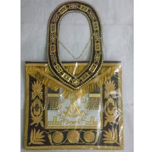 Delantal de Gran Arco Real inglés de alta calidad bordado rojo y azul con cuello de cadena delantal azul Lodge Azul Real de alta calidad - Product Image 3