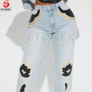 Otoño recién llegados Chaqueta corta y pantalones vaqueros conjuntos de algodón de mezclilla Streetwear mujeres conjunto de dos piezas transpirable último diseño conjunto de mezclilla - Product Image 2