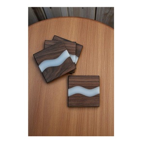 Ensemble de 6 sous-verres en résine et bois, best-seller, avec support, sous-verres modernes, qualité supérieure, fabriqués en Inde - Product Image 6