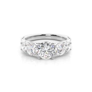 แหวนเพชรห้าเม็ดสำหรับผู้หญิงแหวนเพชรแบบตัดกลมสีขาวทอง14K แบบปรับแต่งได้ - Product Image 1