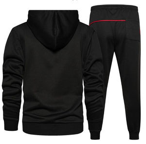 Logotipo personalizado impreso bordado hombres deportes Sudadera con capucha conjuntos cremallera Casual ropa deportiva pantalones chándal - Product Image 3